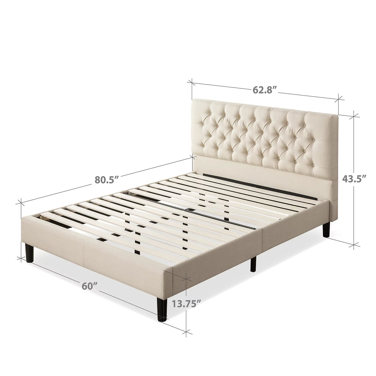Queen Upholstered Platform Bed Frame R514