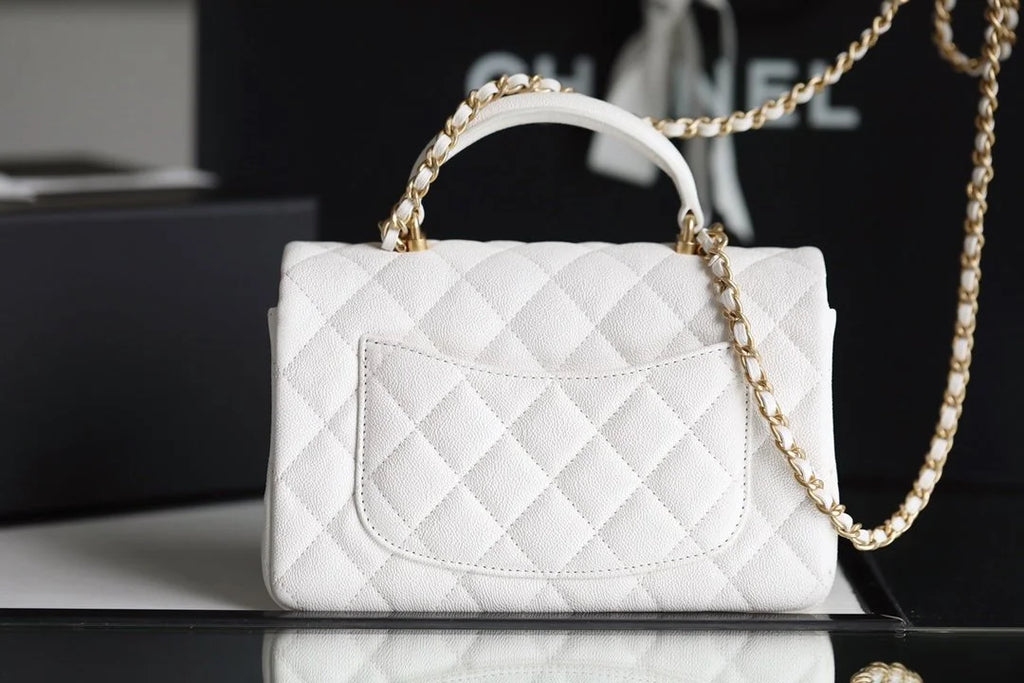 White Mini Flapbag With Top Handle K60430