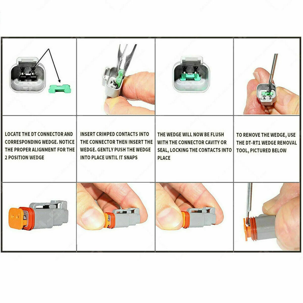 DT Connector Plug Kit, 2 3 4 6 8 Pin Automotive Electrical Connectors with Crimp Tool B44523