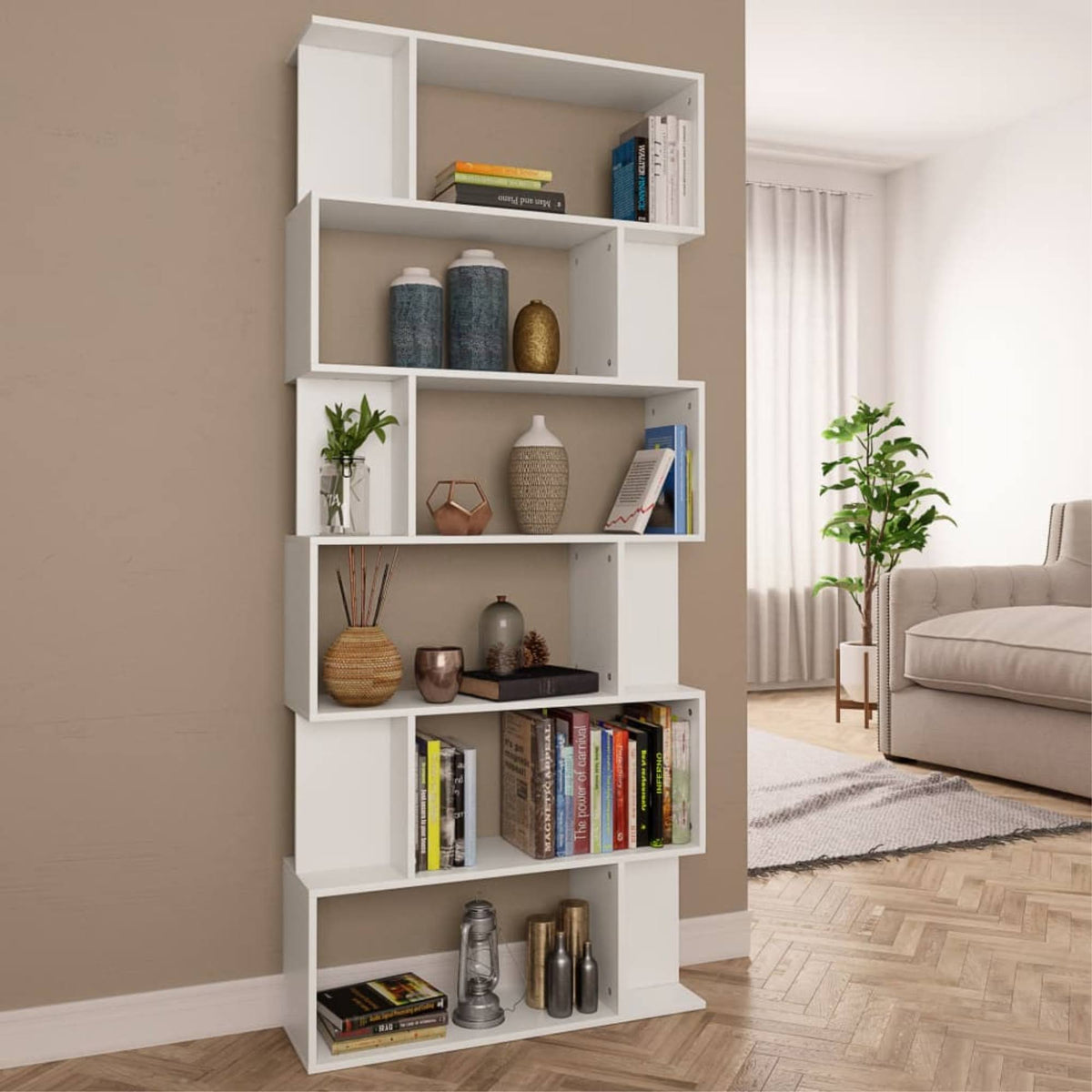 White Chipboard Book Cabinet Room Divider Z763307