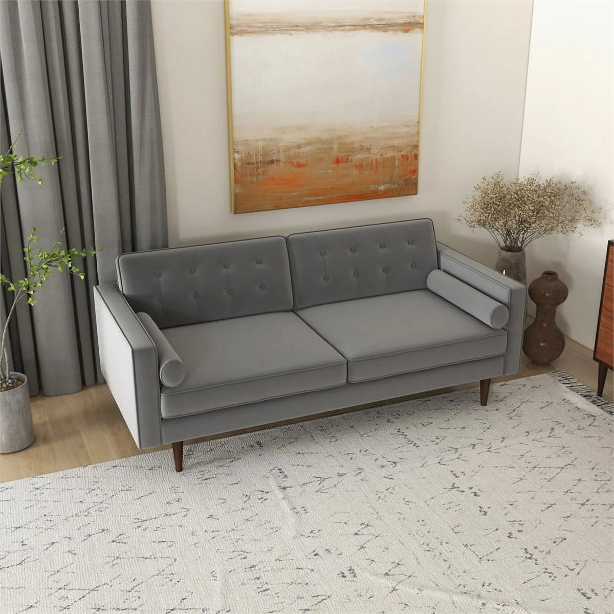 Gray Velvet Living Room Couch I192