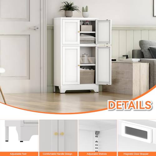 Metal Locker Storage Cabinet with 2 Doors and 4 Shelves Black Q60799