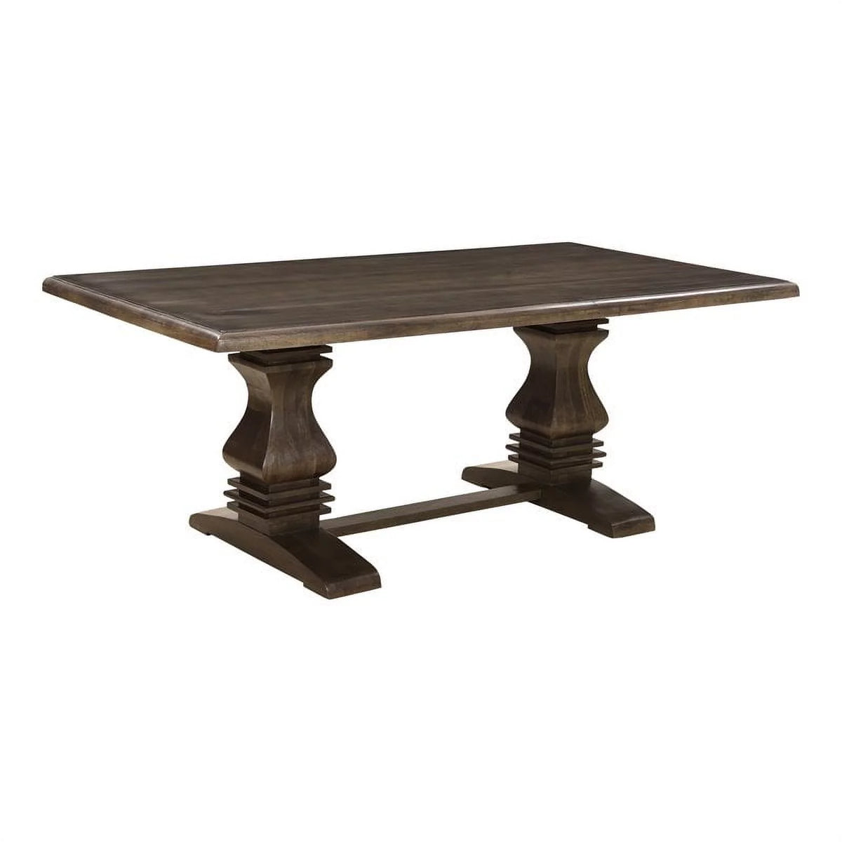 Solid Wood Double Pedestal Dining Table in Dark Brown Y929236