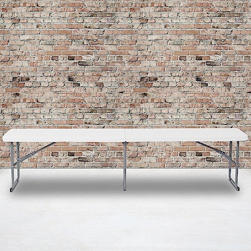 Bi-Fold Granite White Plastic Bench with Carrying Handle J74363