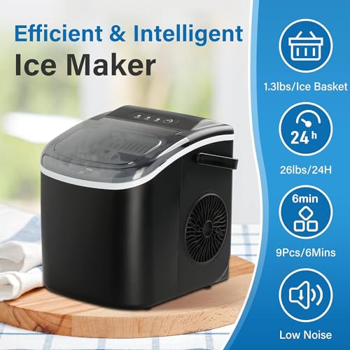 Portable Countertop Ice Maker with Ice Spoon and Basket D1190
