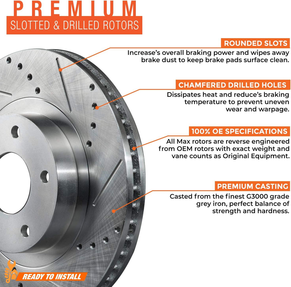 Rear Max Brakes Premium XDS Rotors with Carbon Ceramic Pads H52384