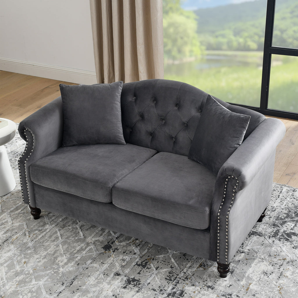 57" Velvet Tufted Loveseat Sofa L608