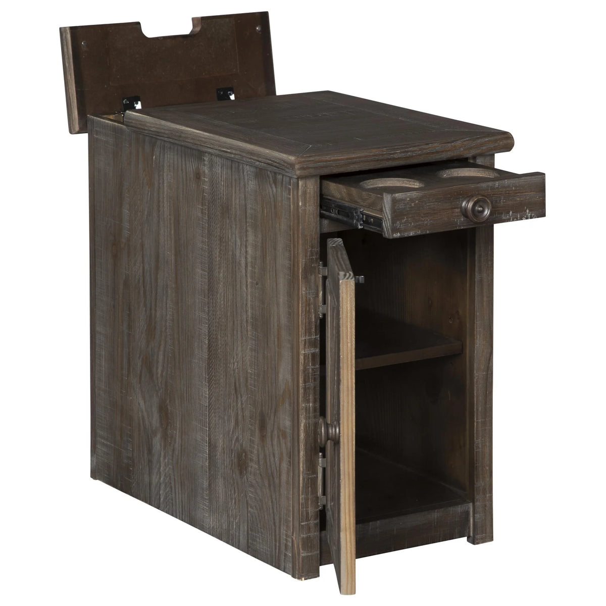 1 Door Chair Side End Table with Power Strip and Pull Out Tray W96661