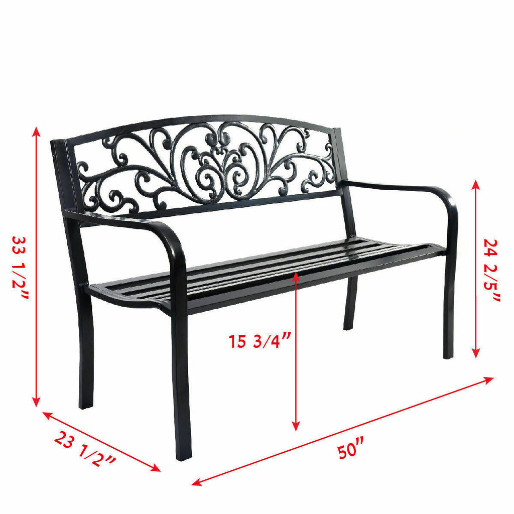 50x22 Steel Frame Cast Iron Backrest Garden Bench E4981