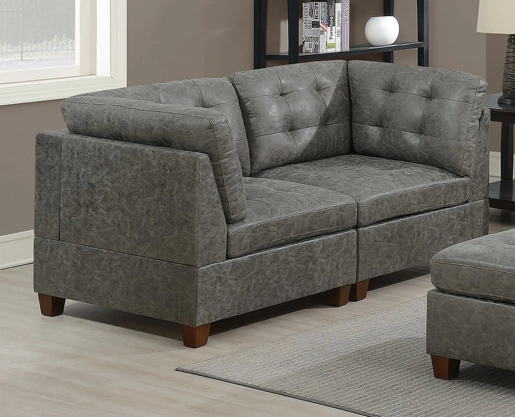 Antique Grey 6Pc Leatherette Modular Sofa Set A1506