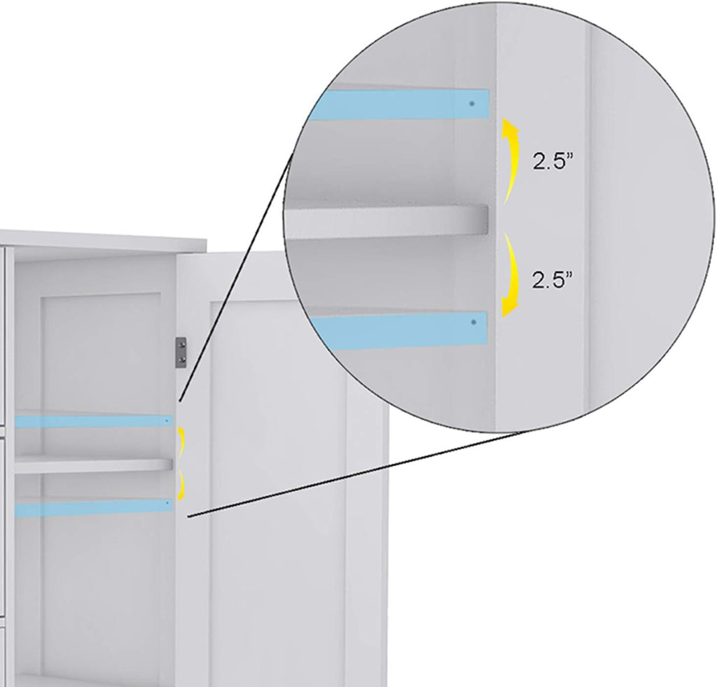 White Freestanding Bathroom Storage Cabinet with 4 Drawers and 1 Door U85601