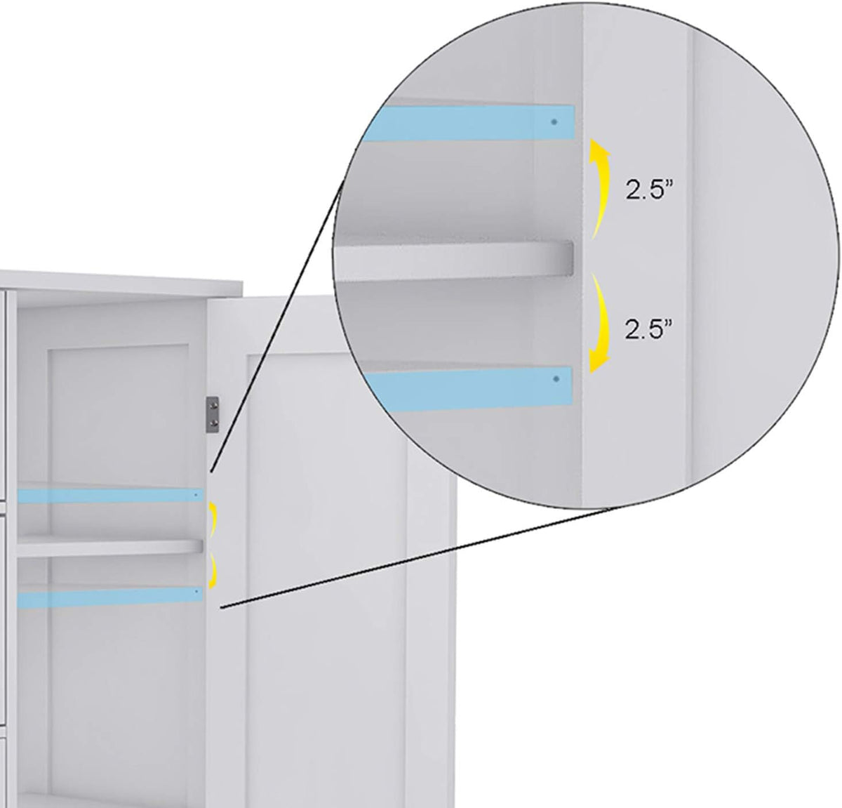 White Freestanding Bathroom Storage Cabinet with 4 Drawers and 1 Door U85601