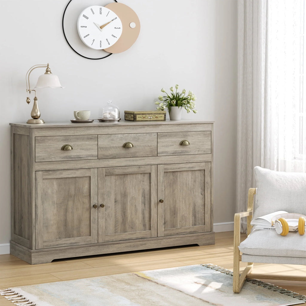 White 3 Drawer 3 Door Sideboard Storage Cabinet L727