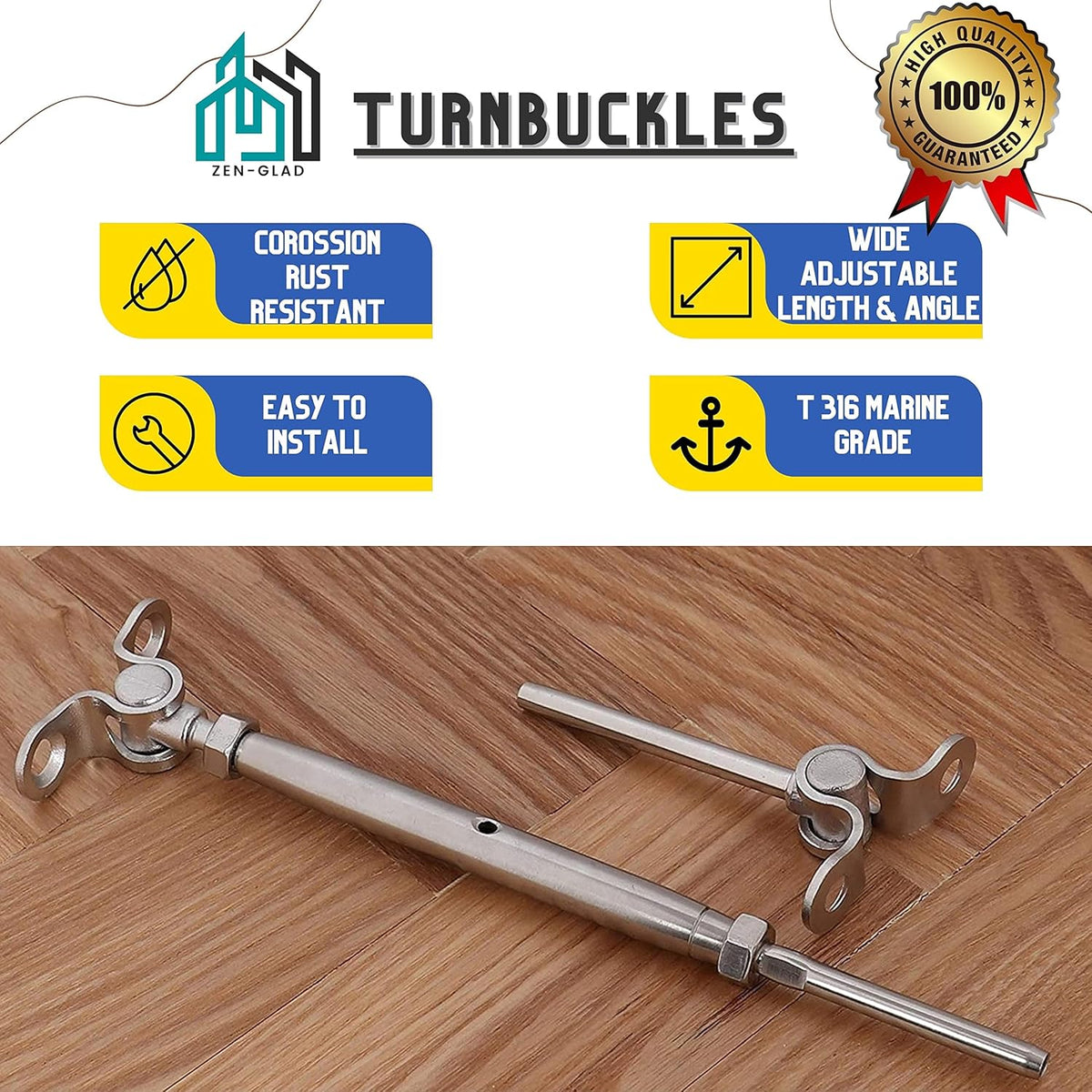 20 Sets T316 Stainless Steel Adjustable Angle Cable Railing Hardware Kit W78128