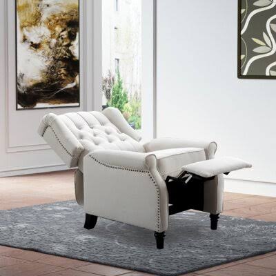 Beige Wide Manual Wing Chair Recliner C719284