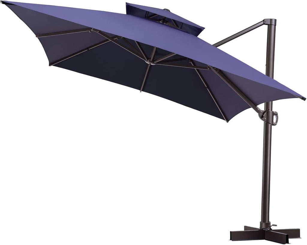 10'x 13' Tan Aluminum Offset Cantilever Umbrella Q8735