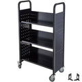 200lb Capacity Black Book Cart with V-Shaped Shelves D181