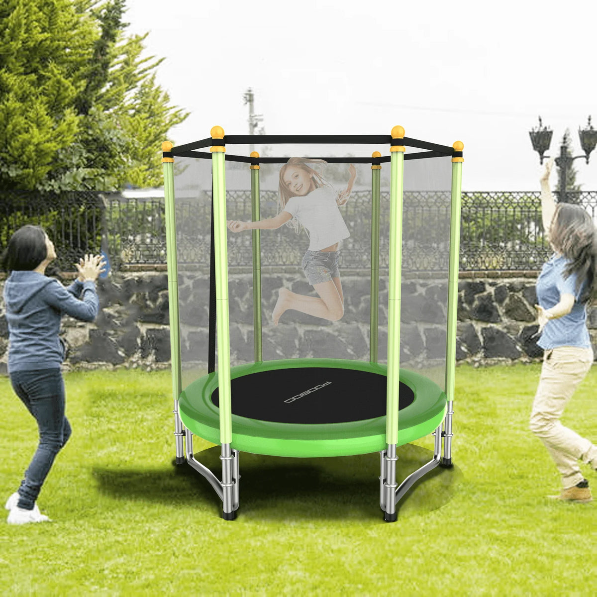 55 Trampoline with Safety Enclosure Net Y361646