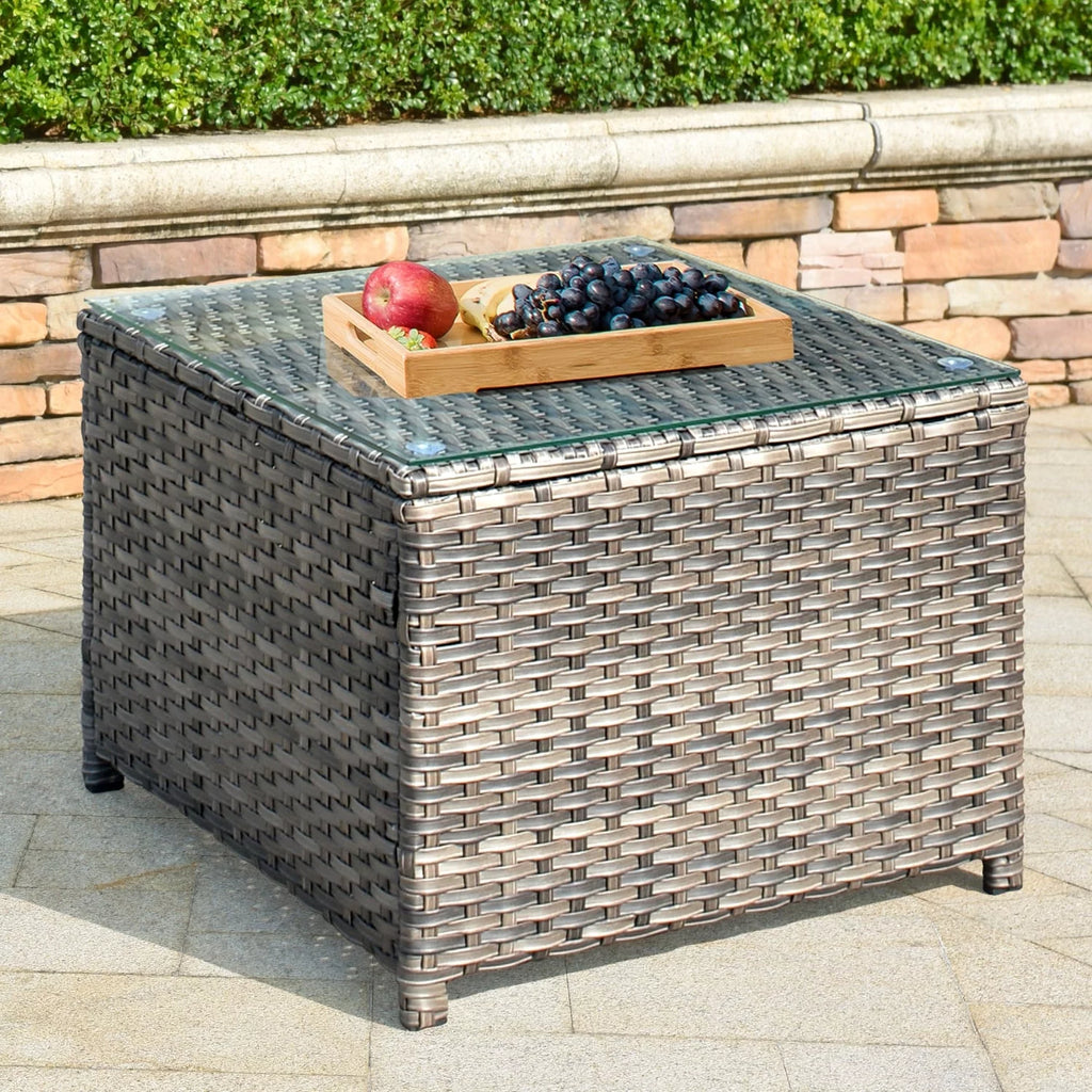 Outdoor Wicker Coffee Table with Glass Top C3803