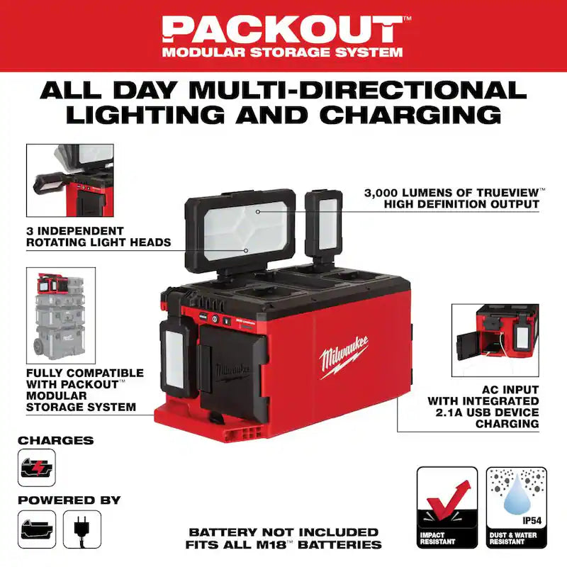 18-Volt Cordless 3000 Lumens LED Light with Built-In Charger K319581