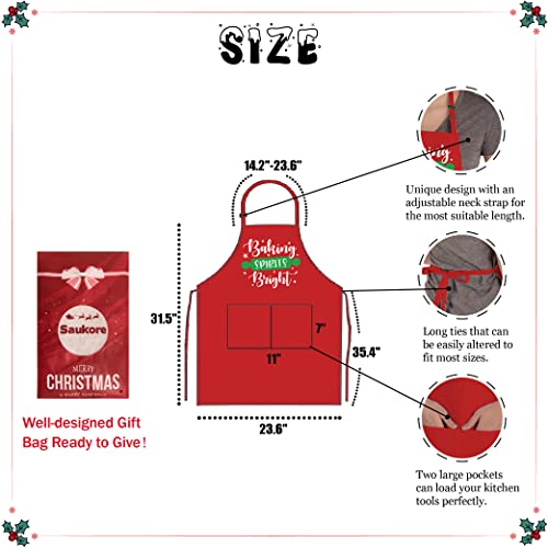 Christmas Baking Apron with 2 Pockets J520