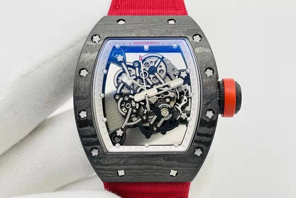 Skeleton Dial Black Bezel Red Canvas Strap U35767