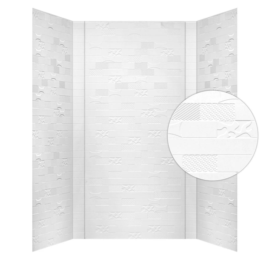 PVC Glue-up Tub and Shower Wall Panels Surround in Gloss White C7078