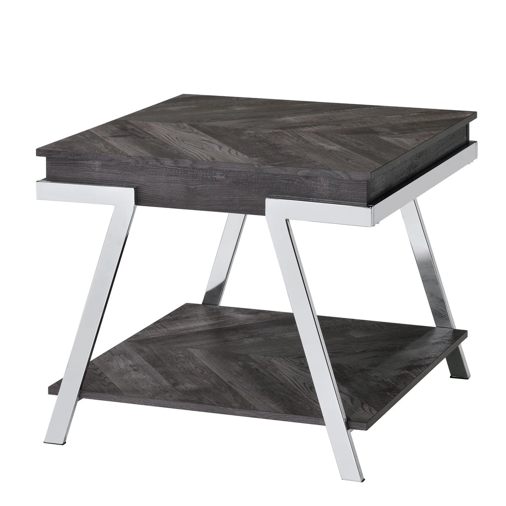 Dark Gray Wood and Laminate End Table Y3620