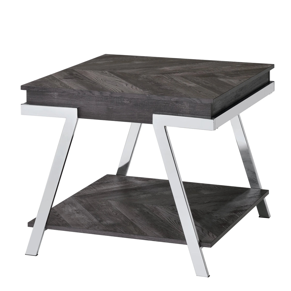 Dark Gray Wood and Laminate End Table Y3620