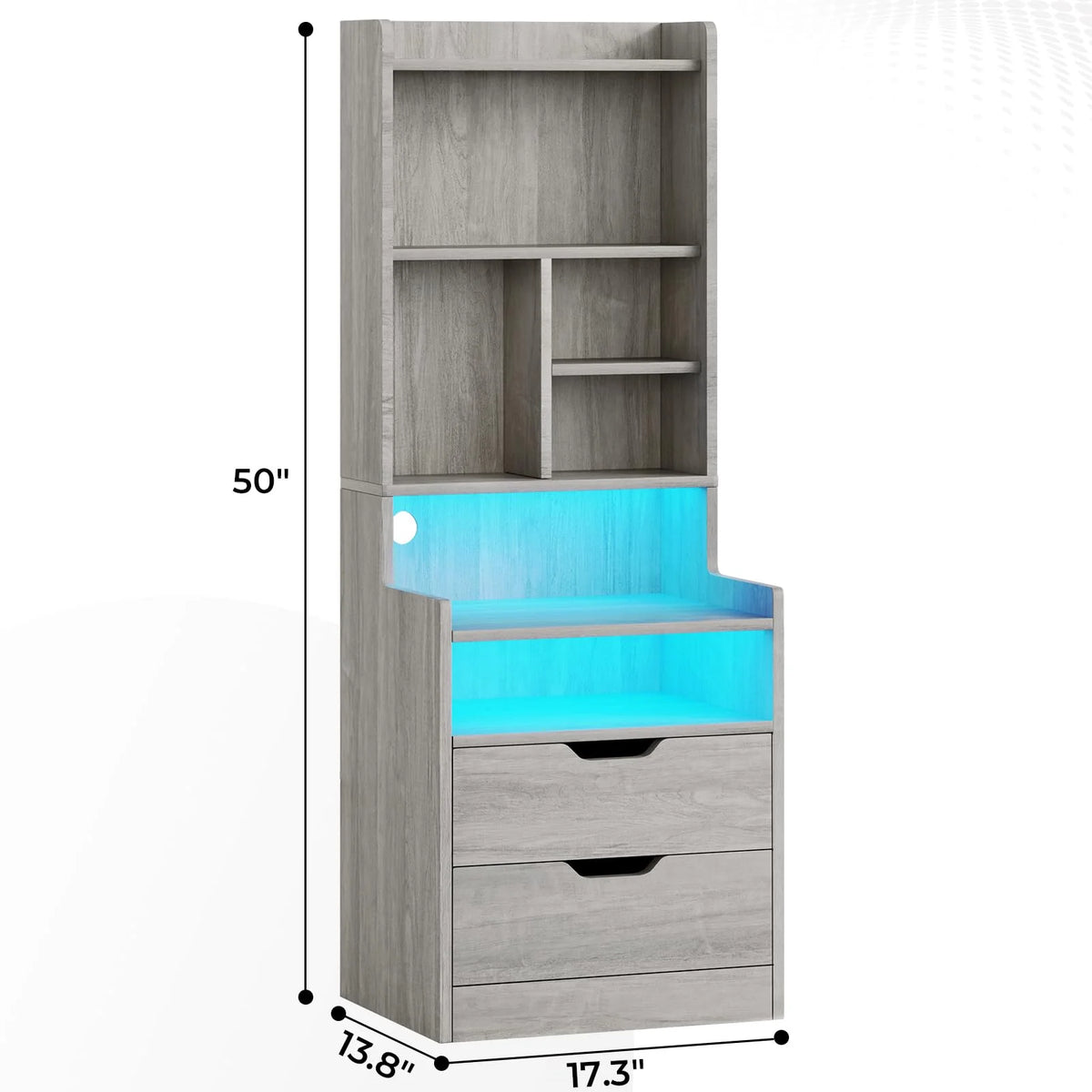 Set of 2 Gray Nightstand with Charging Station and 2 Drawers Y161604