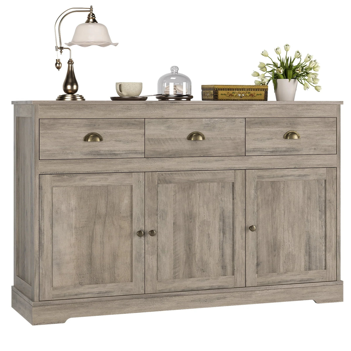 White 3 Drawer 3 Door Sideboard Storage Cabinet L727