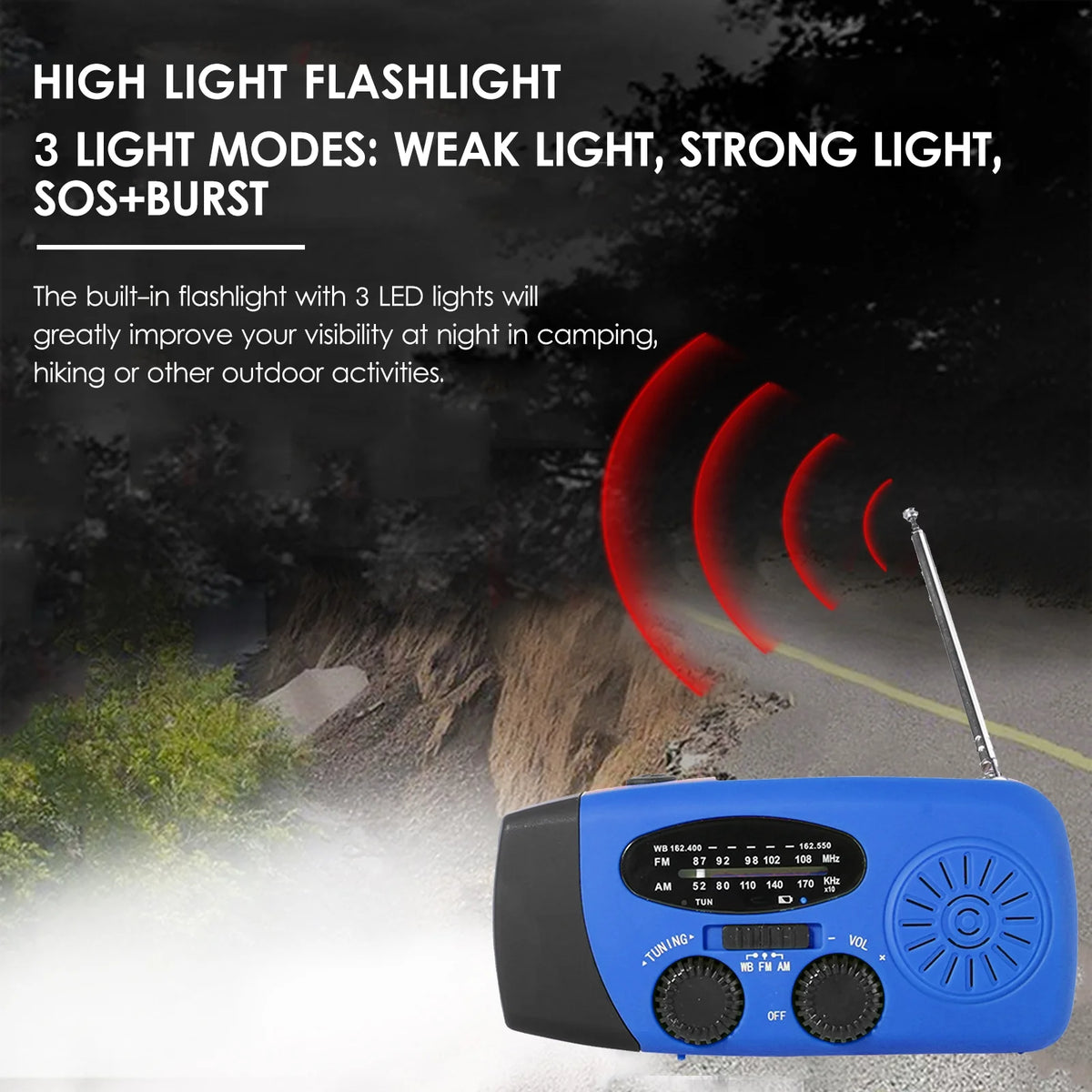 Emergency Hand Crank Solar NOAA Weather Radio Portable Power Bank with LED Flashlight S479