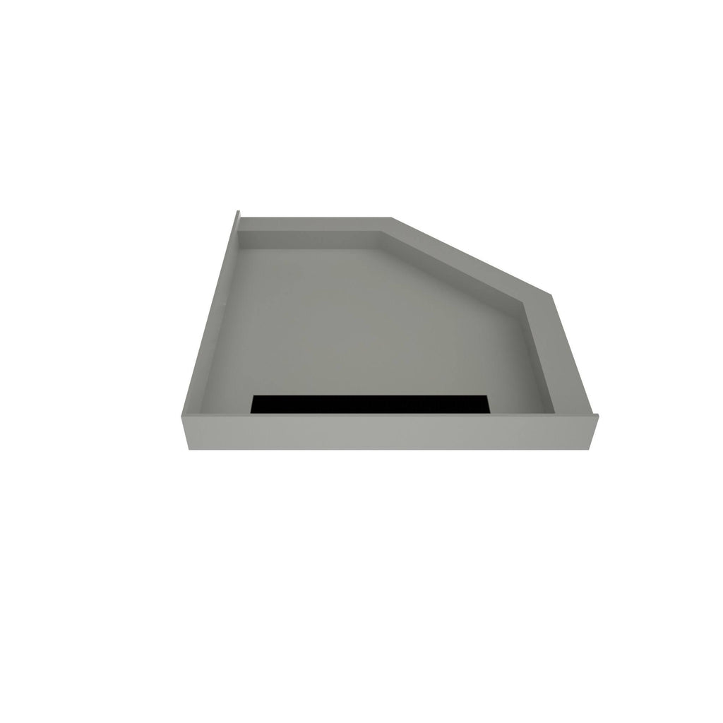 36x22 Neo-Angle Triple Threshold Shower Base with Drain Grate G4049