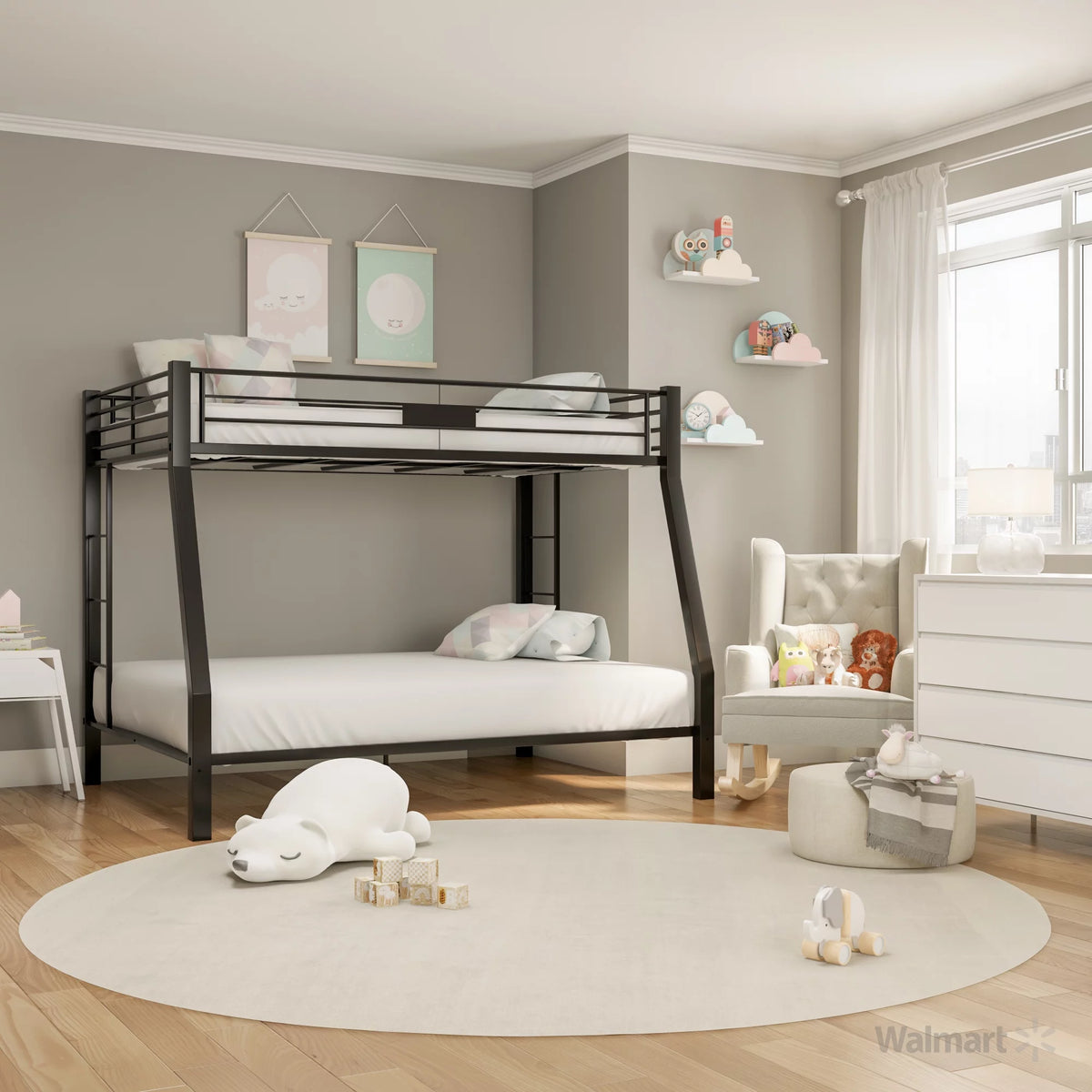 Black Full over Queen Metal Bunk Bed Y213011