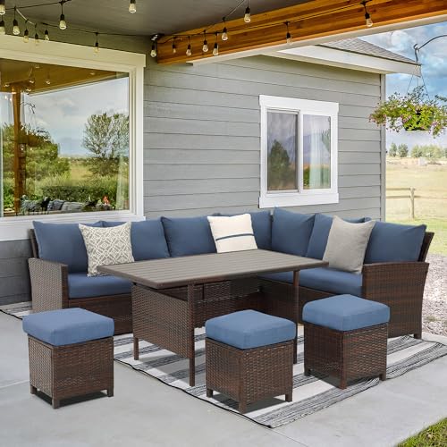 7 Piece All Weather Wicker Outdoor Sofa Set with Ottoman P750766