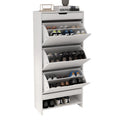 White 3 Flip Drawer Shoe Cabinet M59287