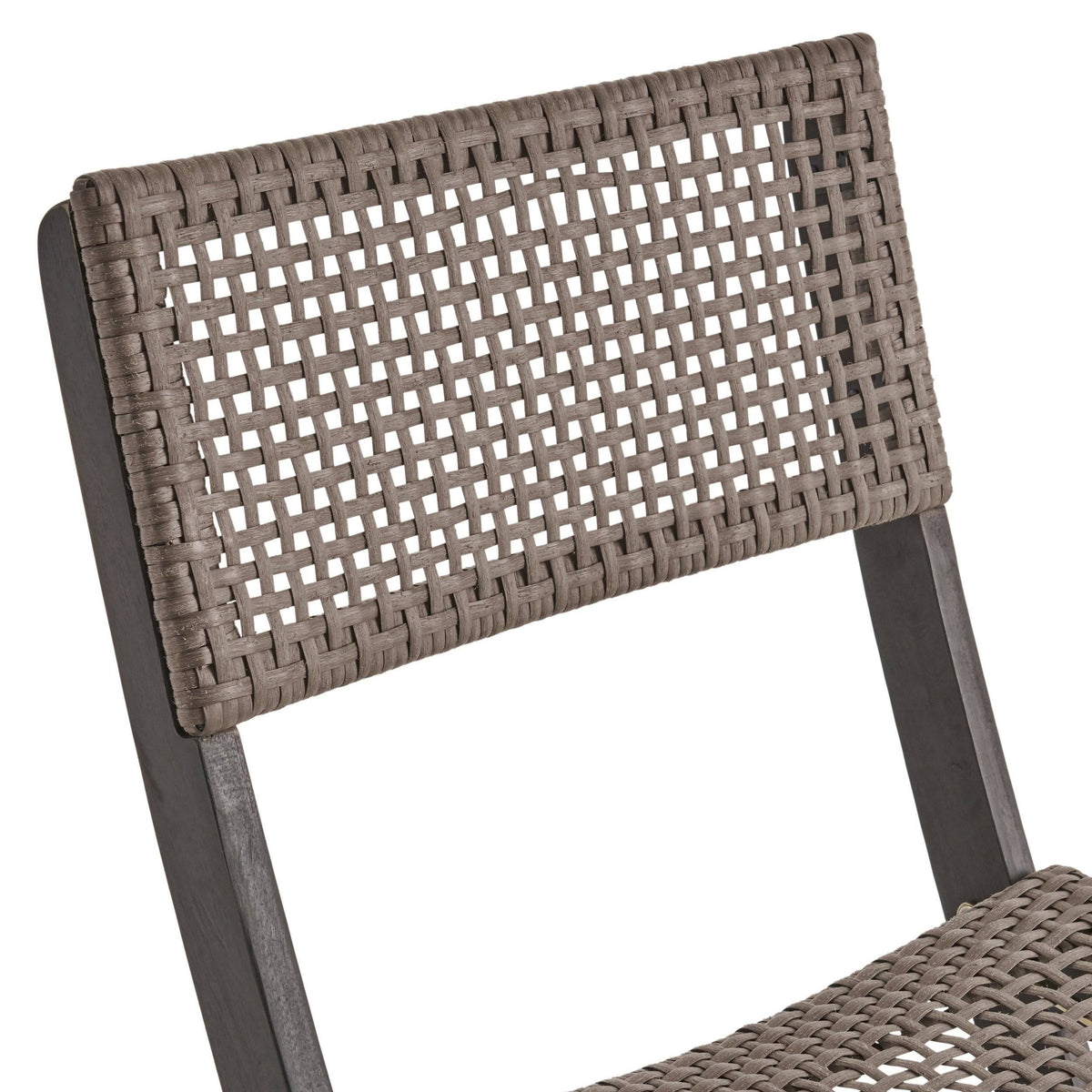 Acacia Wood Wicker Foldable Bistro Set with Chairs and Table Dark Gray T52378