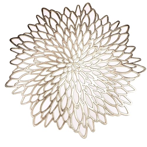 6 Pack Silver Metallic Glitter Vinyl Round Placemats V492