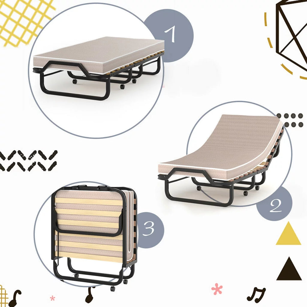 Folding Bed with Memory Foam Mattress F9902