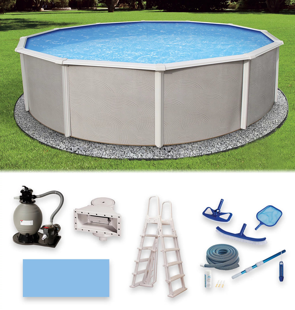 27-ft Round 52-in Deep Metal Wall Swimming Pool V96258