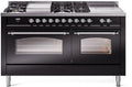 60 Dual Fuel Propane Gas Range Glossy Black Chrome Trim B8126