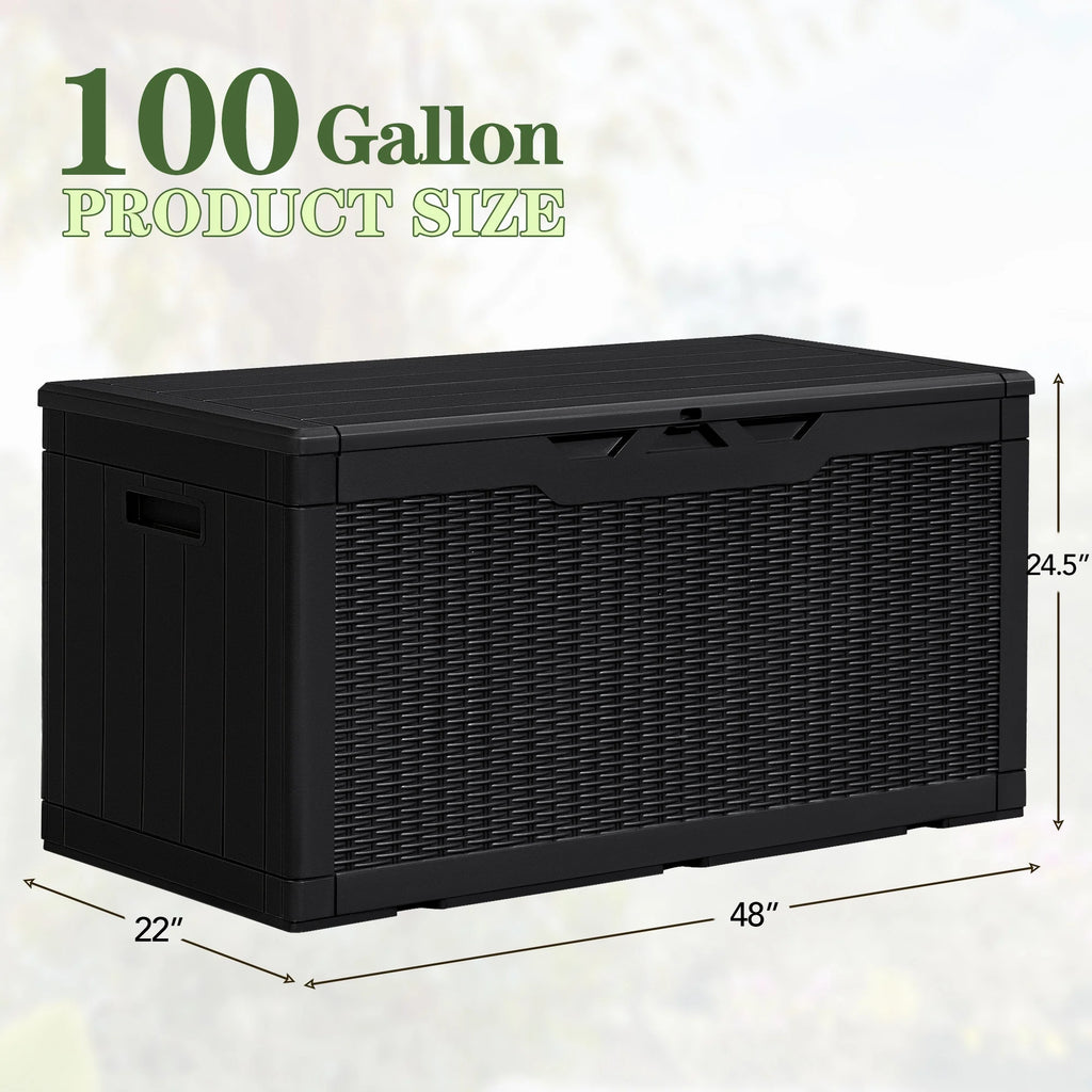 100 Gallon Black Plastic Resin Outdoor Storage Box F1562