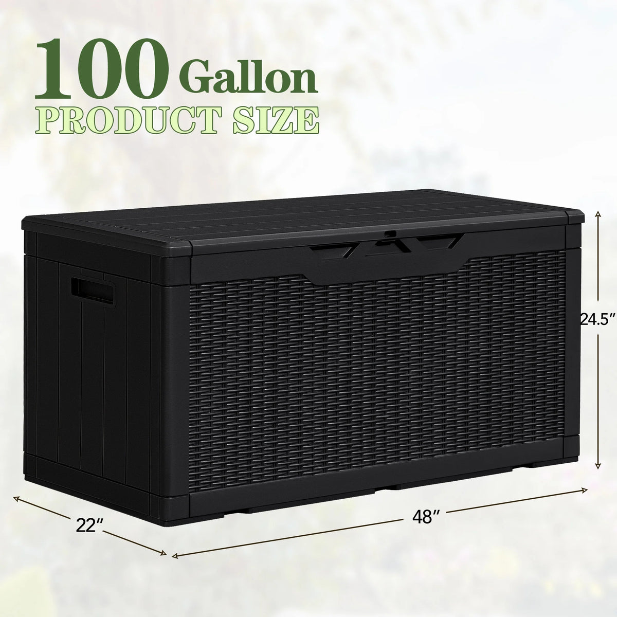 100 Gallon Black Plastic Resin Outdoor Storage Box F1562