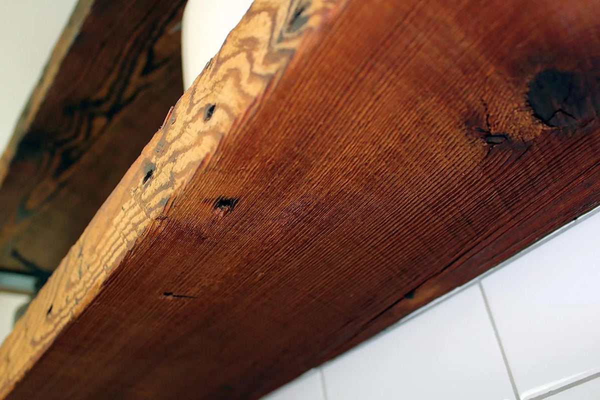 Reclaimed Wood Mantel Shelf with Steel Angle Brackets T214