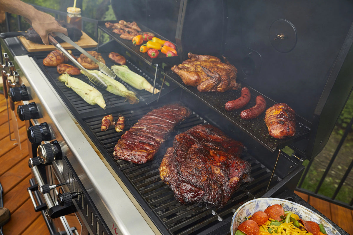 Gas and Charcoal Combo Grill with Electric Smoker Y66740