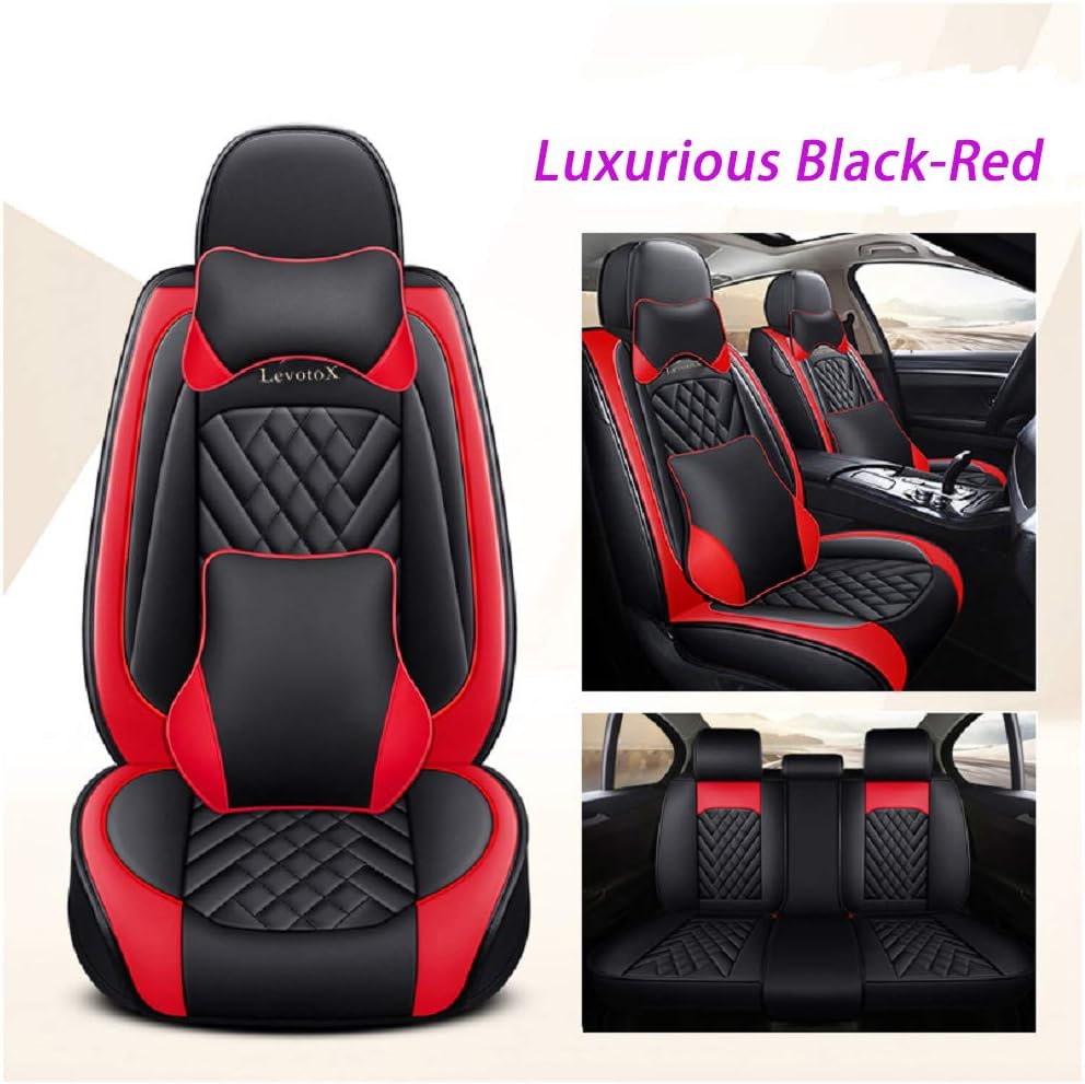 Leather Car Seat Covers 2 Seats Black-Blue E340