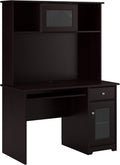 Espresso Oak Computer Desk with Hutch and Keyboard Tray T193614