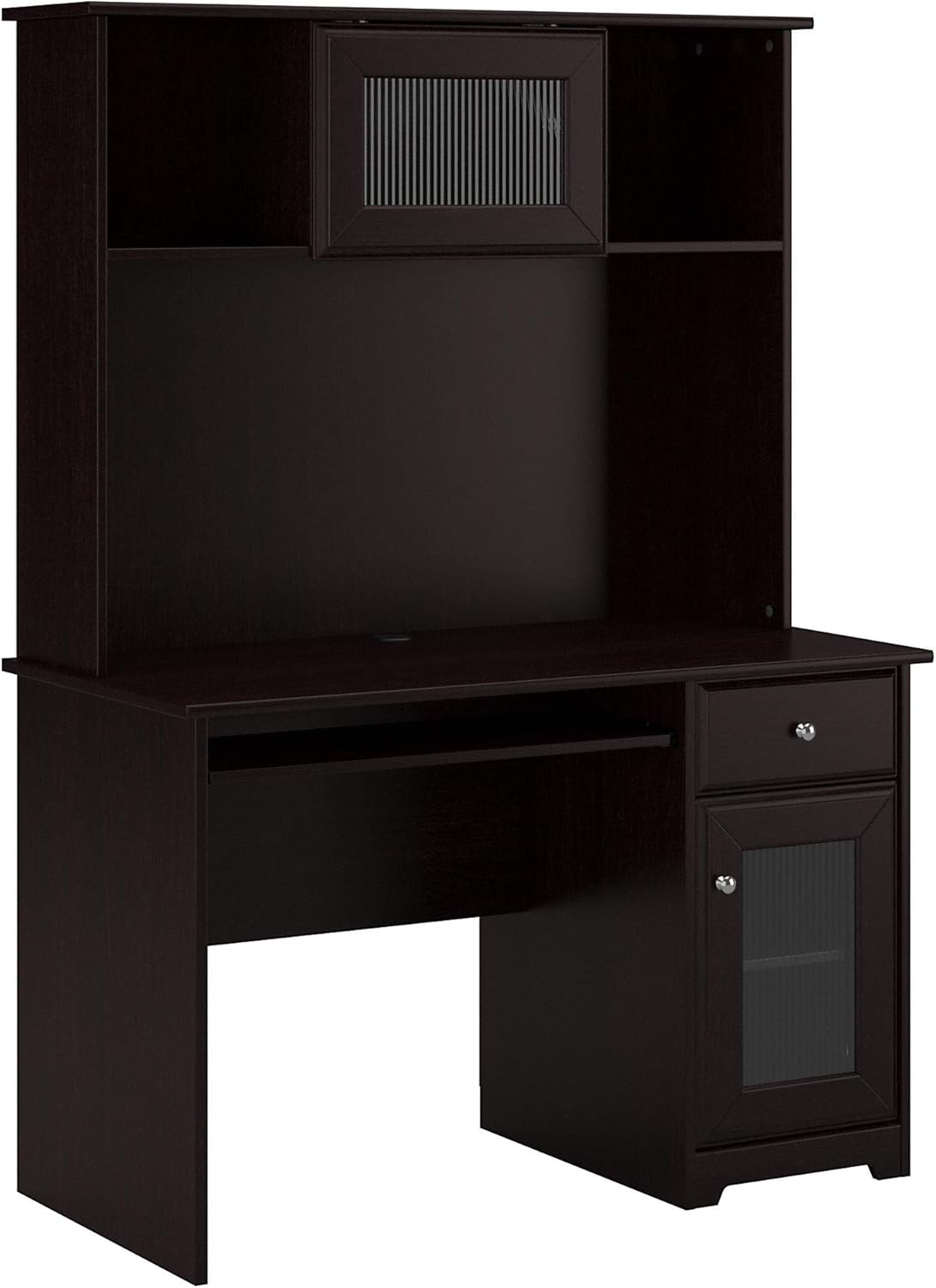 Espresso Oak Computer Desk with Hutch and Keyboard Tray T193614