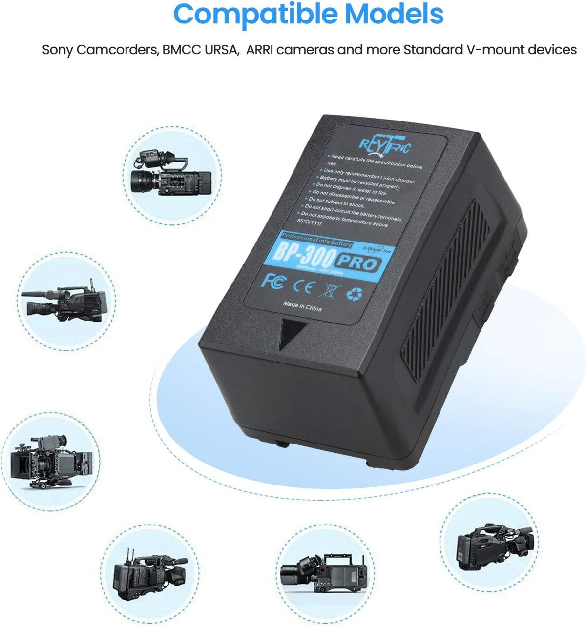 300Wh V Mount Battery with 5A D-tap Charger and D-Tap Cable B6195