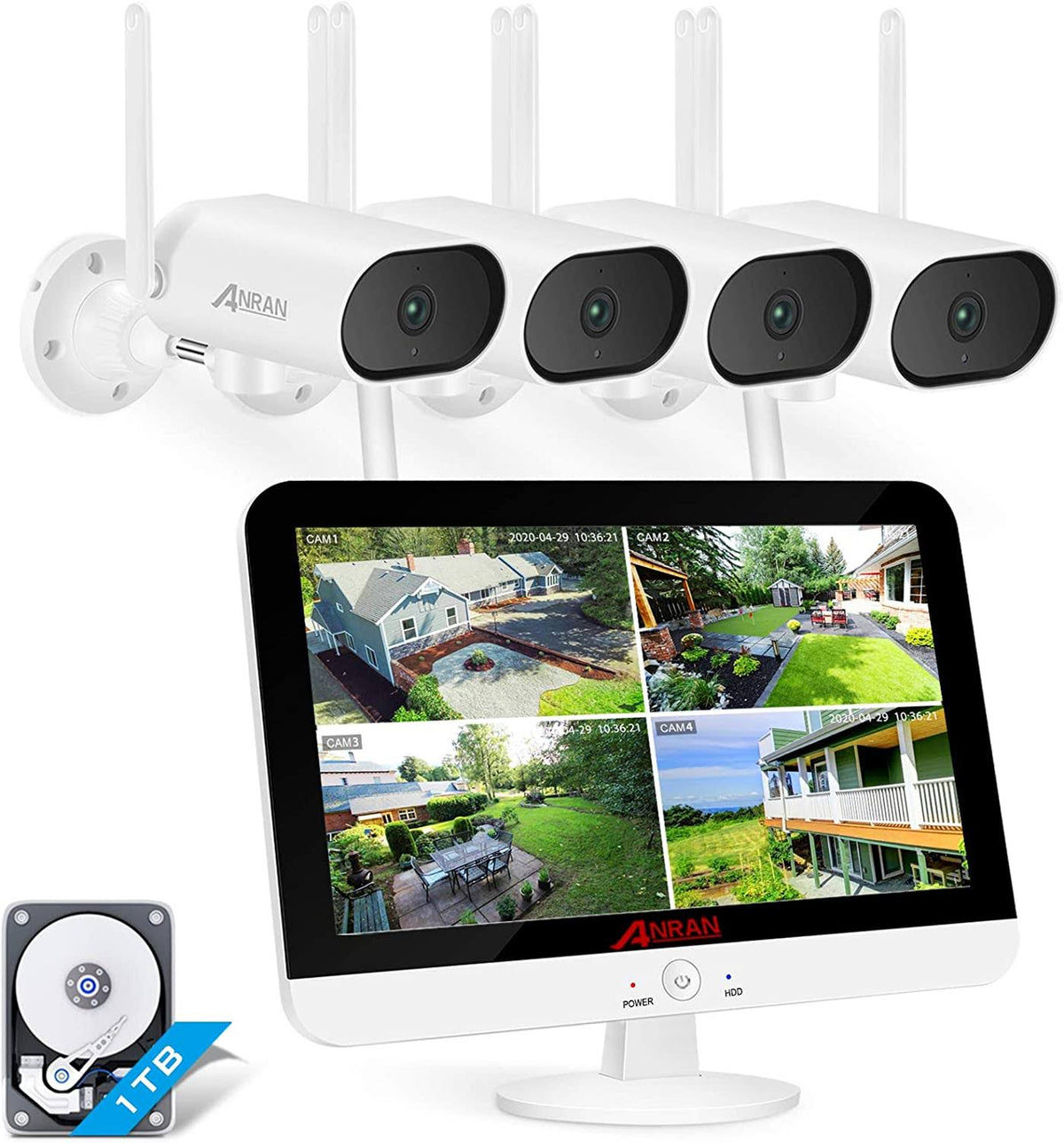 Wireless Surveillance Camera System with 13 inch Monitor W546